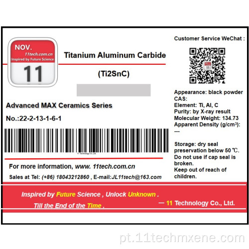 Superfine Vanadium Aluminium Carbide Max Ti2SNC em pó